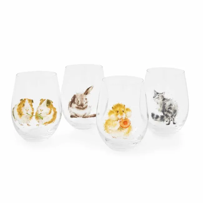 Komplet 4 szklanek Wrendale Designs 550ml niskie