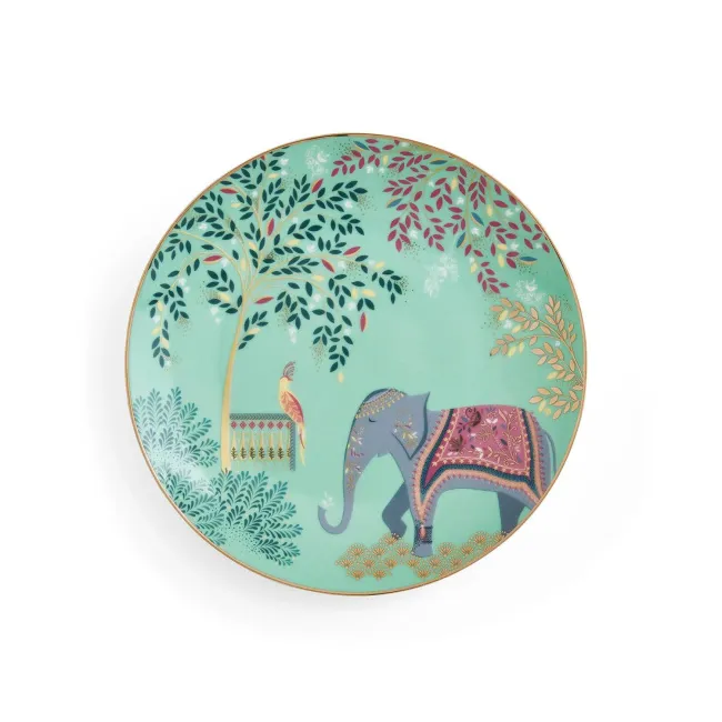 Talerz Sara Miller India 20cm Jade Elephant deserowy