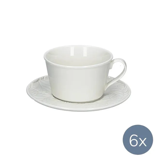 Bosco 6 Tea Cups with Saucers 180ml