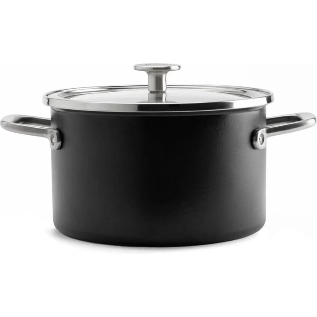 Garnek Steel Core Enamel 24cm 6l z pokrywką czarny matowy