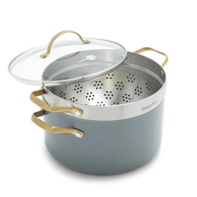 Padova Pot 24cm 5.7l with Steaming Insert sky blue
