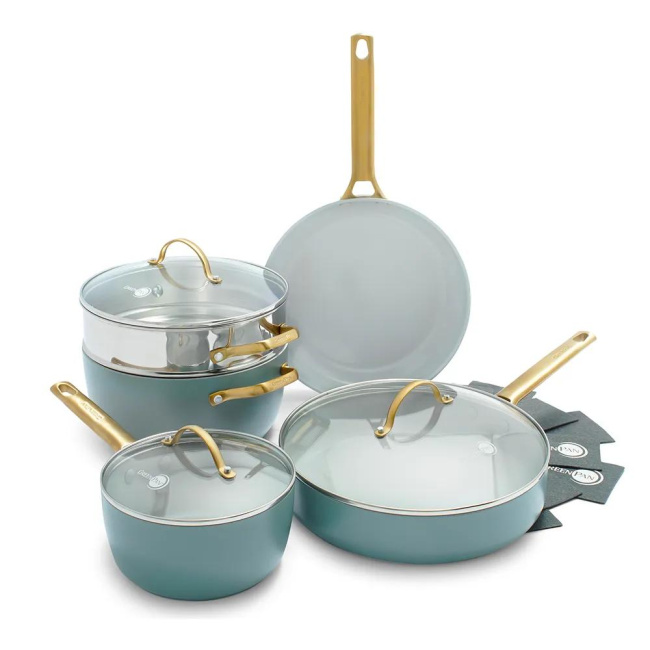 Set of 10 Padova Cookware and Pans sky blue