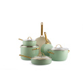 Set of 10 Padova Cookware and Pans pastel green