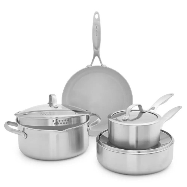 Venice Pro 7-Piece Cookware and Pan Set in Evershine Light Grey
