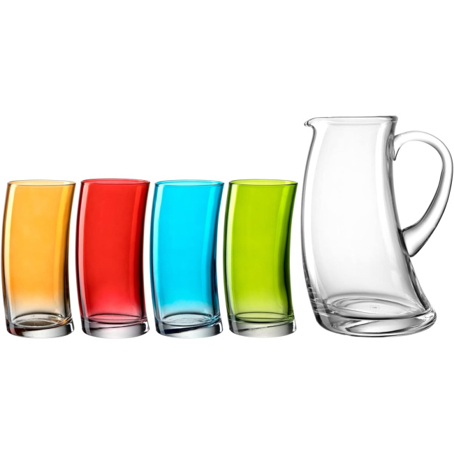 Set of 4 Swing Glasses with Pitcher - Colorful - 1