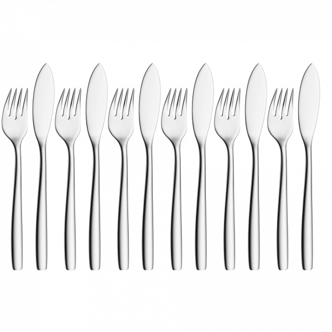 Prego Fish Cutlery Set 12 Pieces (6 People, Matte) - 1