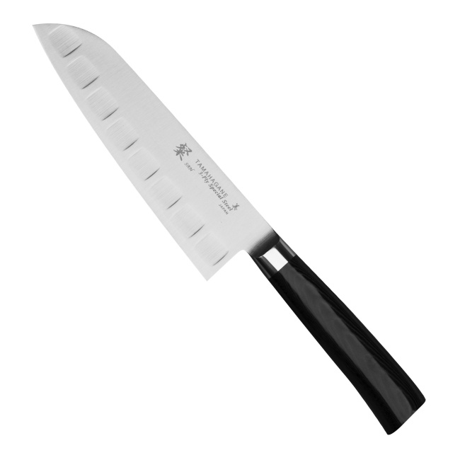 Tamahagane SAN Black VG-5 Grooved Santoku Knife 17.5 cm - 1