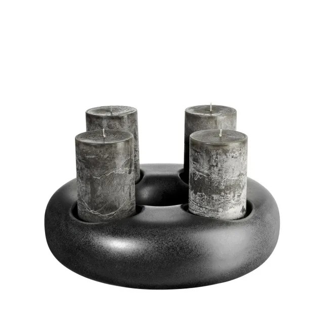 Świecznik Stone 30x8,5cm black iron