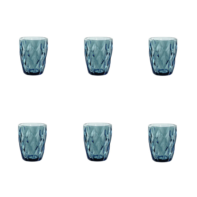 Zestaw 6 szklanek Diamond 270 ml niebieski