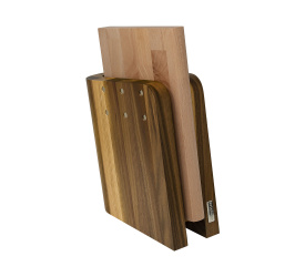 Magnetyczny blok na noże z drewna orzechowego + deska kuchenna