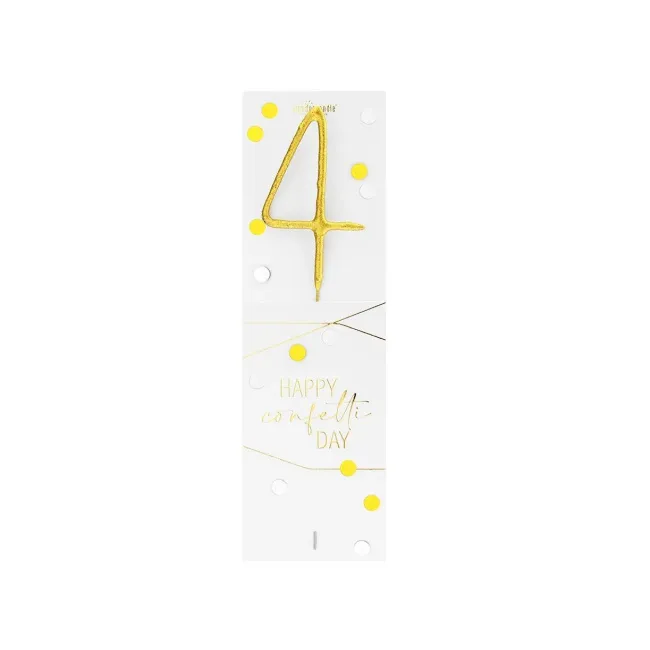 Zimne ognie Happy Confetti Day cyfra 4 złota
