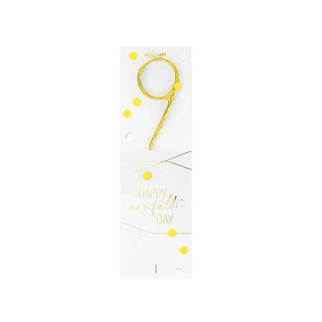 Zimne ognie Classic Happy Confetti Day cyfra 9 złota