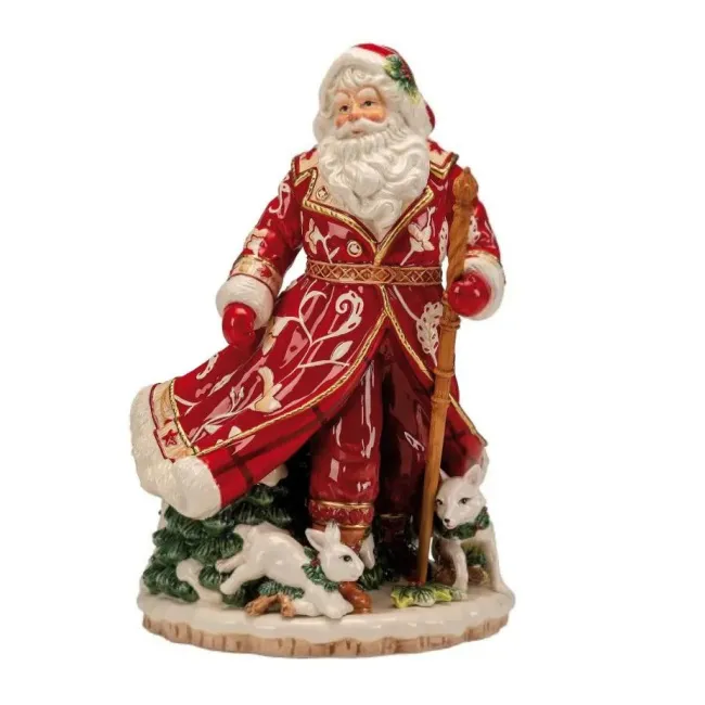 Figurka Świętego Mikołaja ze zwierzętami zimowymi 33cm