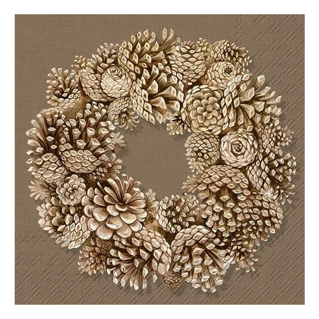 Napkins 33x33cm Cone Wreath Brown 20pcs.