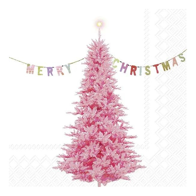 Napkins 33x33cm Neon Xmas Tree Rose 20pcs.