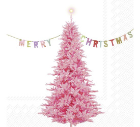 Serwetki 33x33cm Neon Xmas Tree rose 20szt.