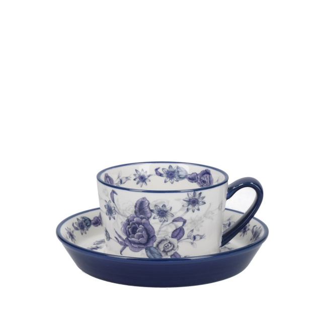 Filiżanka ze spodkiem London Pottery 250ml Blue Rose