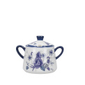 London Pottery Blue Rose Sugar Bowl 13x10x8cm