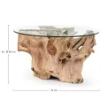 Coffee Table 80x46cm Round Wooden + Glass - 2