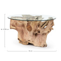 Coffee Table 80x46cm Round Wooden + Glass - 6