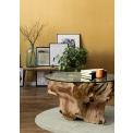 Stolik kawowy 80x46cm okrągły drewniany + szkło - 4