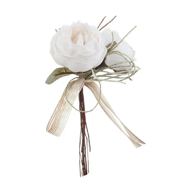 Bouquet of 2 white roses 20x7cm - 1