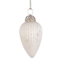 Glass Bauble 7cm Elongated Fluted Matte White - 1