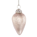 Glass Bauble 7cm Elongated Fluted Matte Champagne