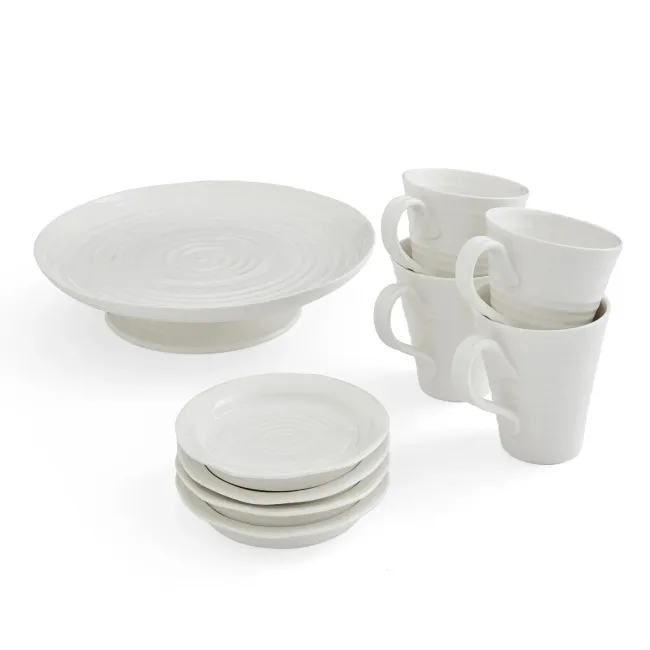 Zestaw 4 kubków ze spodkami + patera Aft Sophie Conran Afternoon Tea