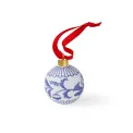 Bombka Blue Italian 7,5cm florals - 3