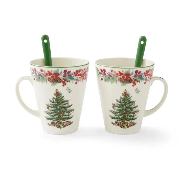 Komplet 2 kubków Christmas Tree 400ml + łyżeczki Annual 2023