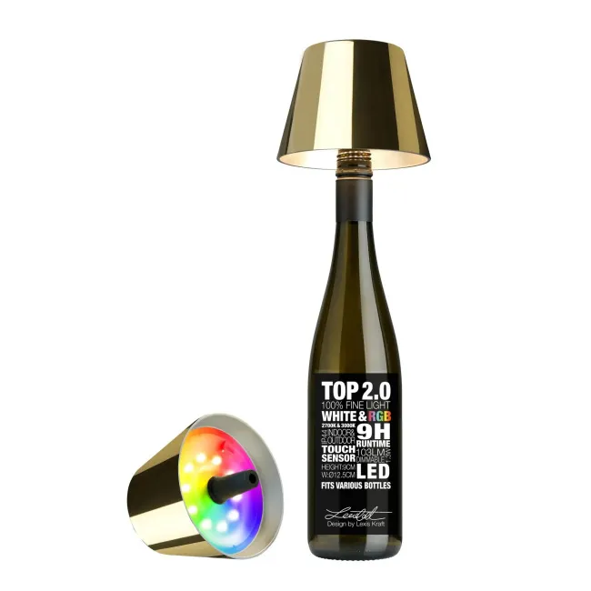 Lampa Top 2 na butelkę 1,3W 103lm 3000K (akumulator + usb C) złota - 1