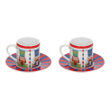 et of 2 The Christmas Band Espresso Cups 100ml with Saucers - 1