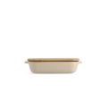 Ceramic Dish 26x15,5x6,5cm + Lid almond cream - 7