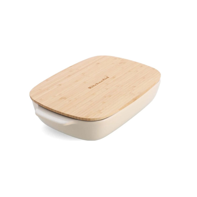 Naczynie ceramiczne 40x25x8,8cm + pokrywka Almond Cream