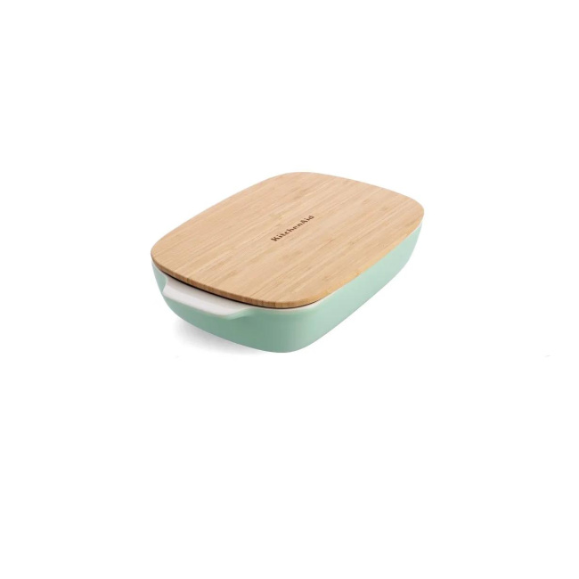 Naczynie ceramiczne 26x15,5x6,5cm + pokrywka Pistachio
