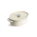 Oval Cast Iron Pot 30cm 5,6l almond cream