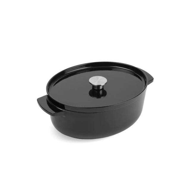 Oval Cast Iron Pot 30cm 5,6l black