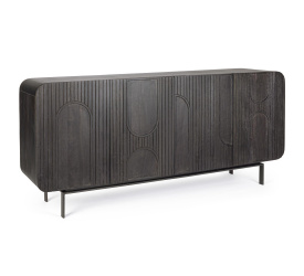 Komoda Orissa 180x82x42cm czarna drewniana 