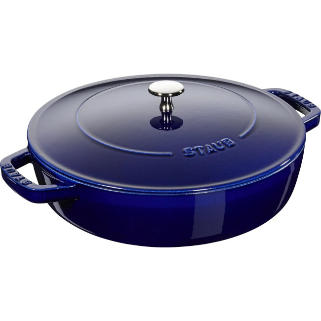Blue 28cm cast iron skillet with lid (second grade)