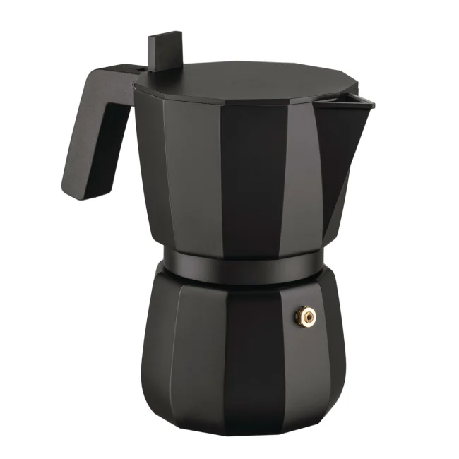 Aluminum Moka Pressure Coffee Maker 6-cup black