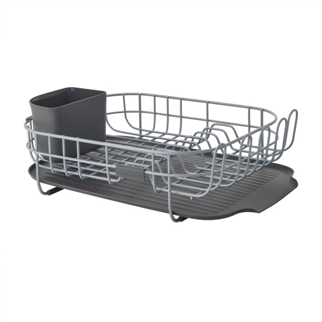 Dish rack 44.6x32x16cm low profile grey