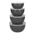 Set of 4 kitchen bowls with lids dark grey - 2