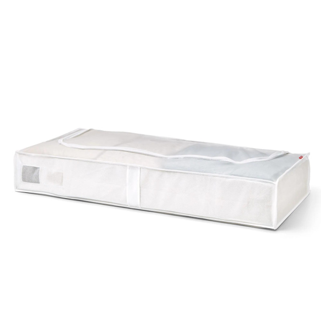Underbed clothing storage bag with moth disk