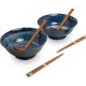 Set of 2 ramen bowls + 2 pairs of chopsticks and ladles blue izayoi - 1