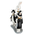 Decorative Figurine 16x8x21cm Rabbit Family Black-White - 3