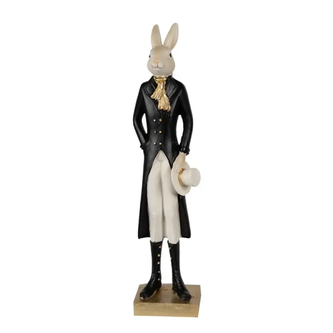 Figurka dekoracyjna 34x9cm zając beige-black - 1
