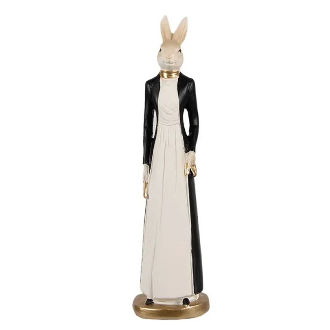 Decorative Figurine 20x5cm Rabbit White-Black - 1