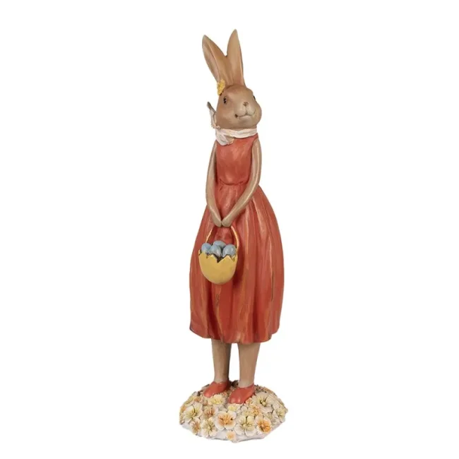 Figurka dekoracyjna 33x9cm zając brown-orange - 1