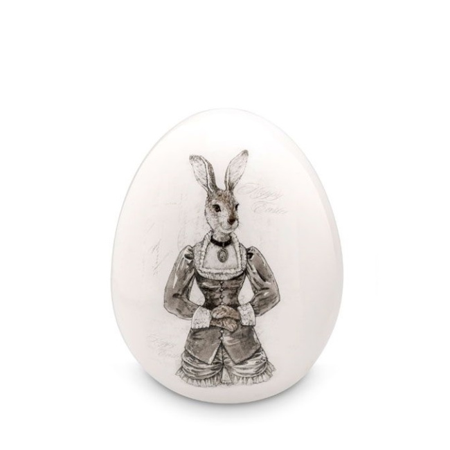Decorative egg 15.5cm Mrs. Bunny retro